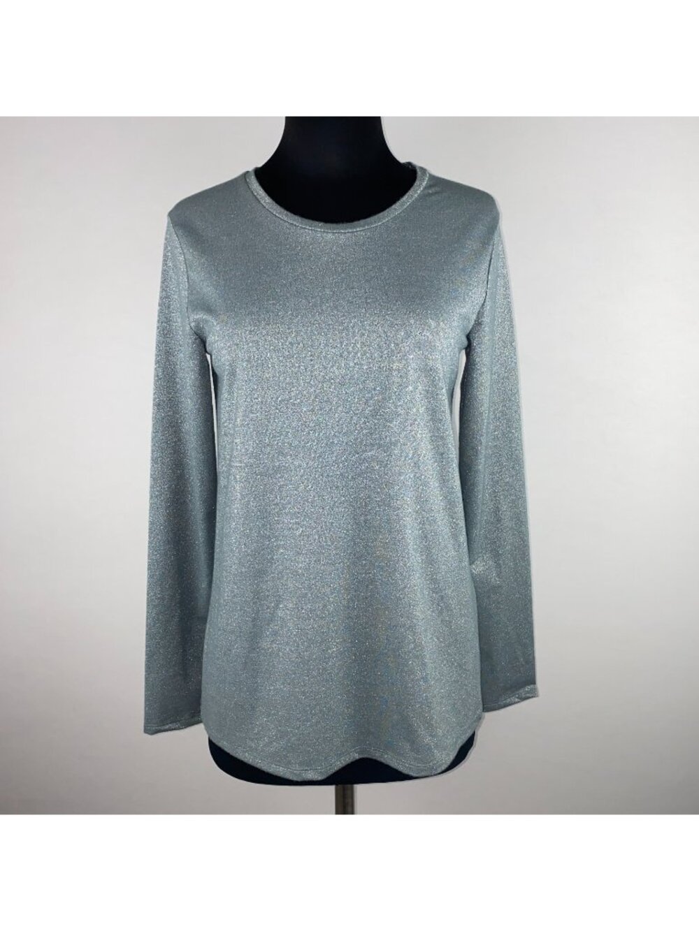 Banana Republic Signature Tee Top Womens S Metallic Shimmer Sparkle Long Sleeve